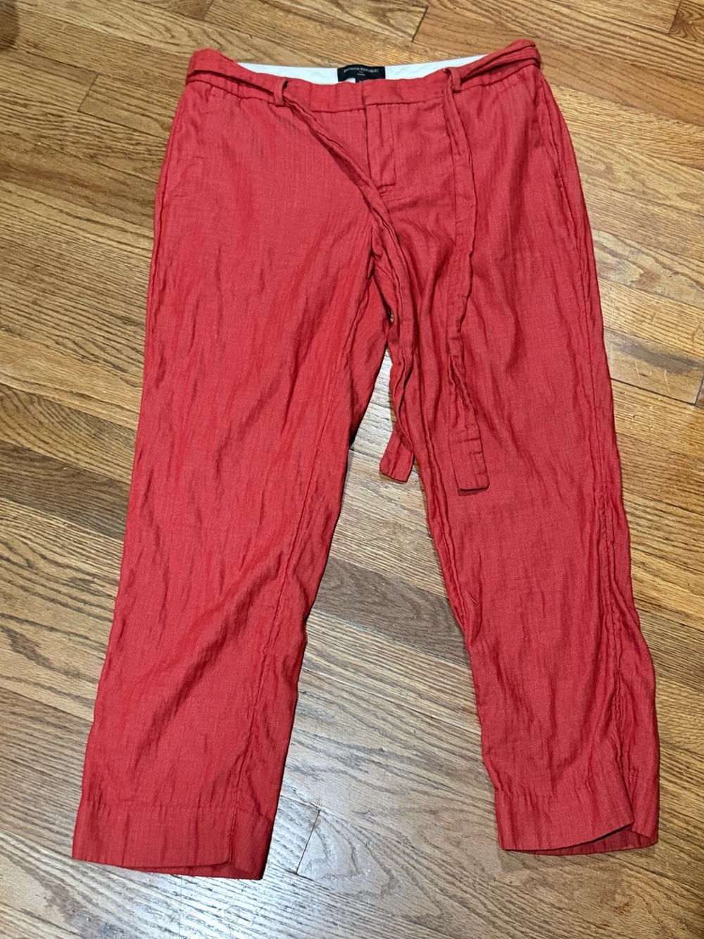 Women Banana Republic Avery Orange Red Casual Belted Pants